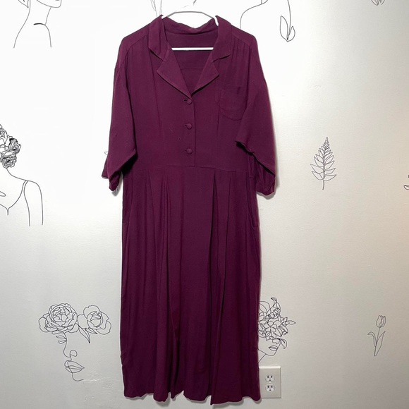 Vintage Purple 3/4 Sleeve Dress - Picture 3 of 4